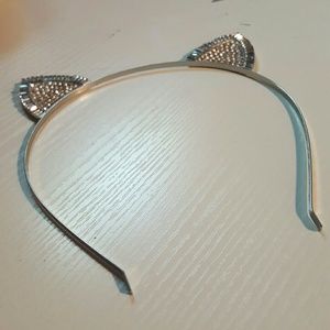 Metal, silver cat ear headband